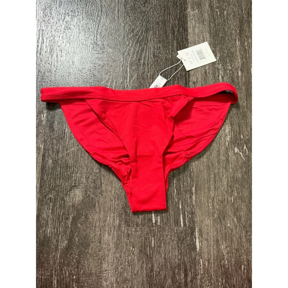 Andie Banded Cheeky Bikini Bottom Womens XL Red Solid Swimwear A8313-CHRED-XL‎